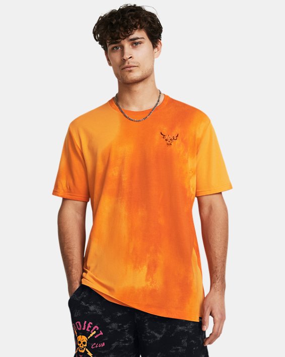 Camiseta de manga corta con estampado Project Rock Sun Wash para hombre, Orange, pdpMainDesktop image number 0